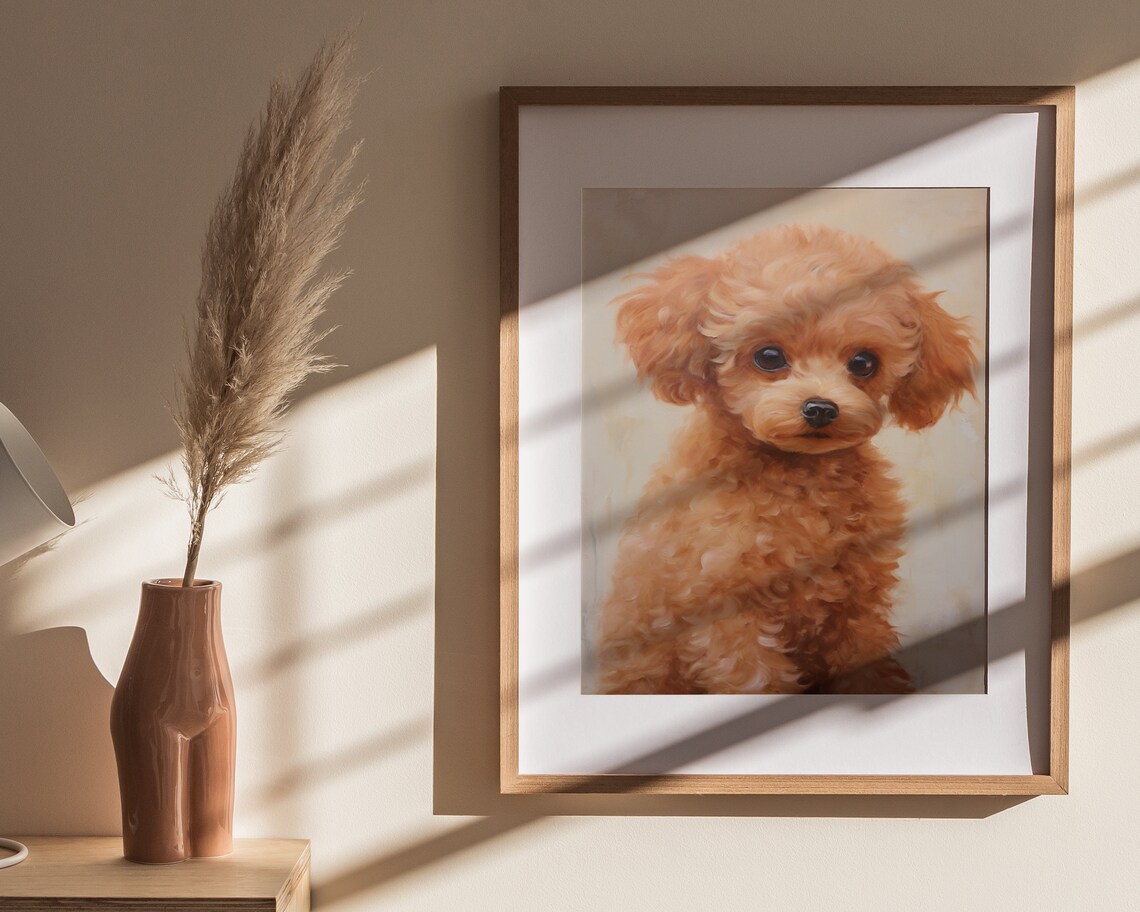 Apricot Toy Poodle Puppy Portrait Oil Painting Dog Lover Poster - Image 4