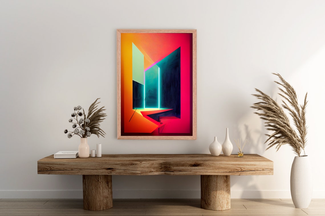 Neon Geometric Abstract Architecture Bold Color Modern Art Poster - Image 2