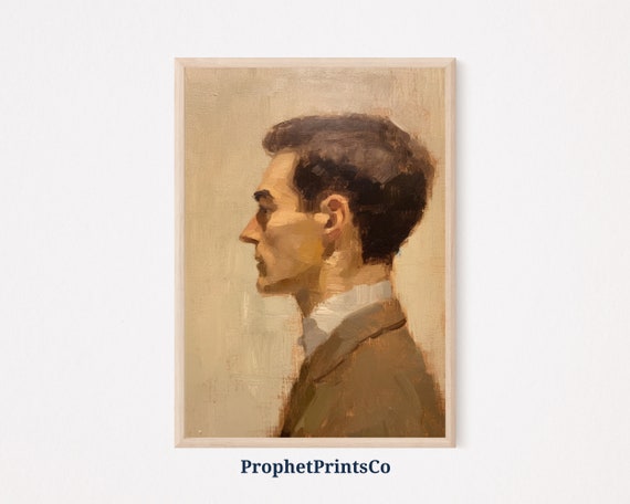Vintage Man Portrait Oil Painting Moody Wall Art Victorian Wall Art Farmhouse Art Home Dcor Wall Art