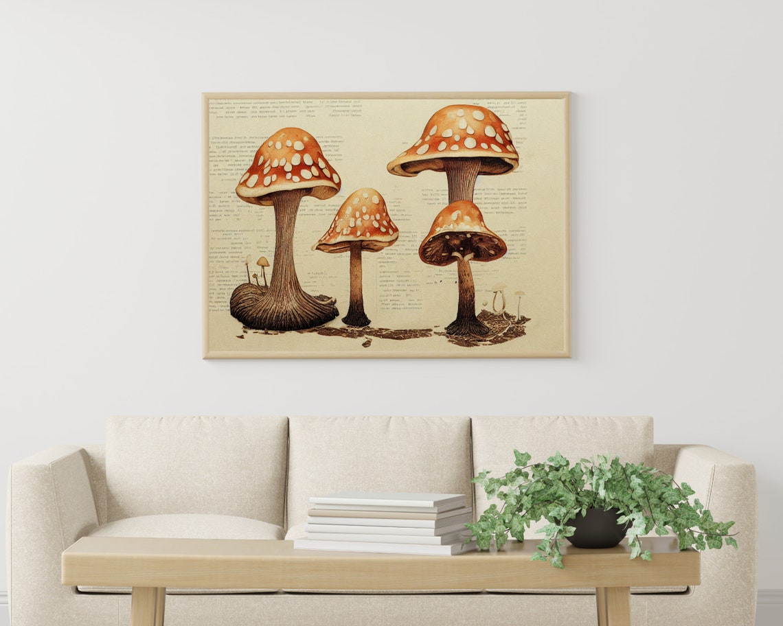 Vintage Fly Agaric Mushroom Botanical Book Page Illustration Poster - Image 3