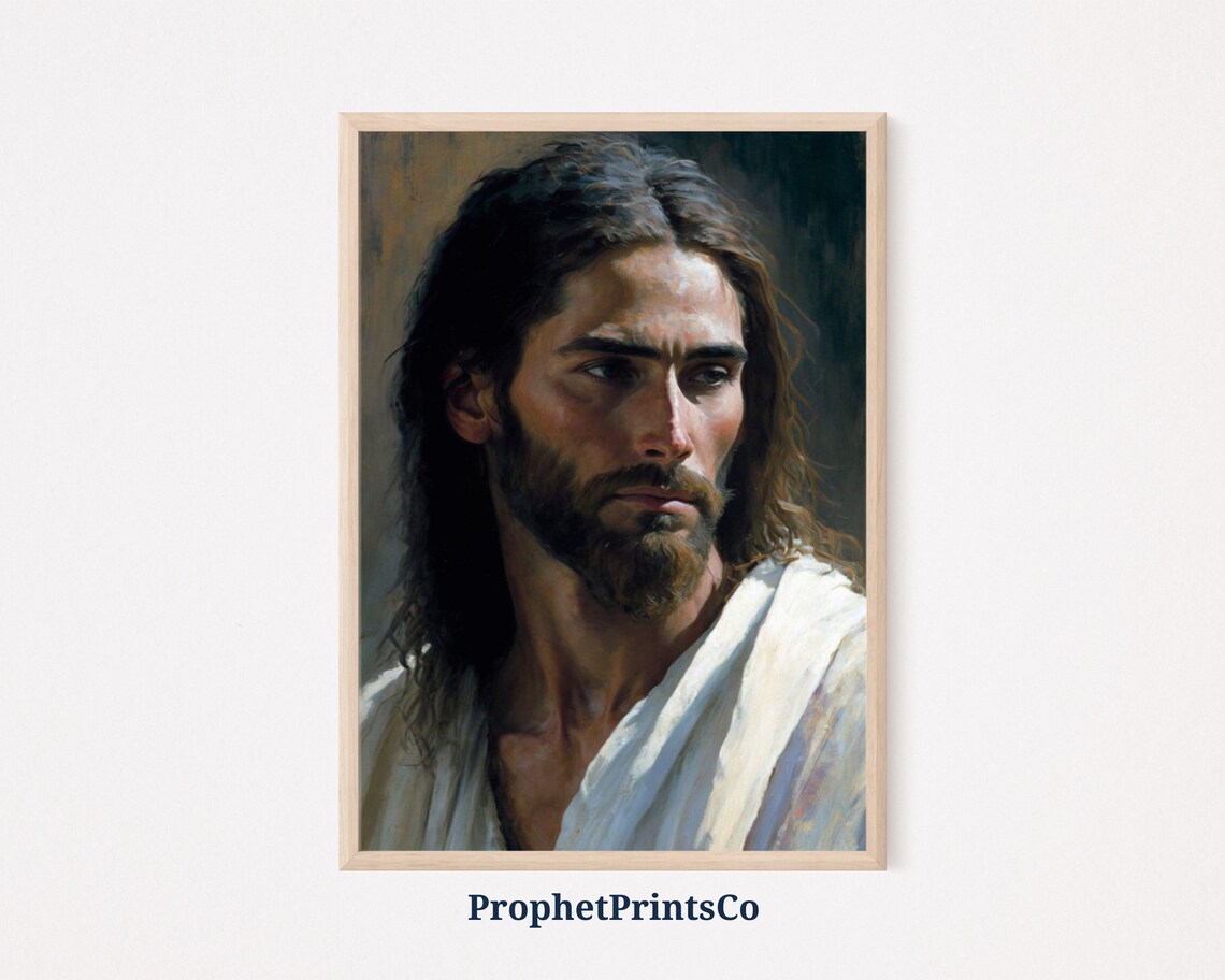 Jesus Christ Oil Painting Portrait Sacred Christian Religious Poster