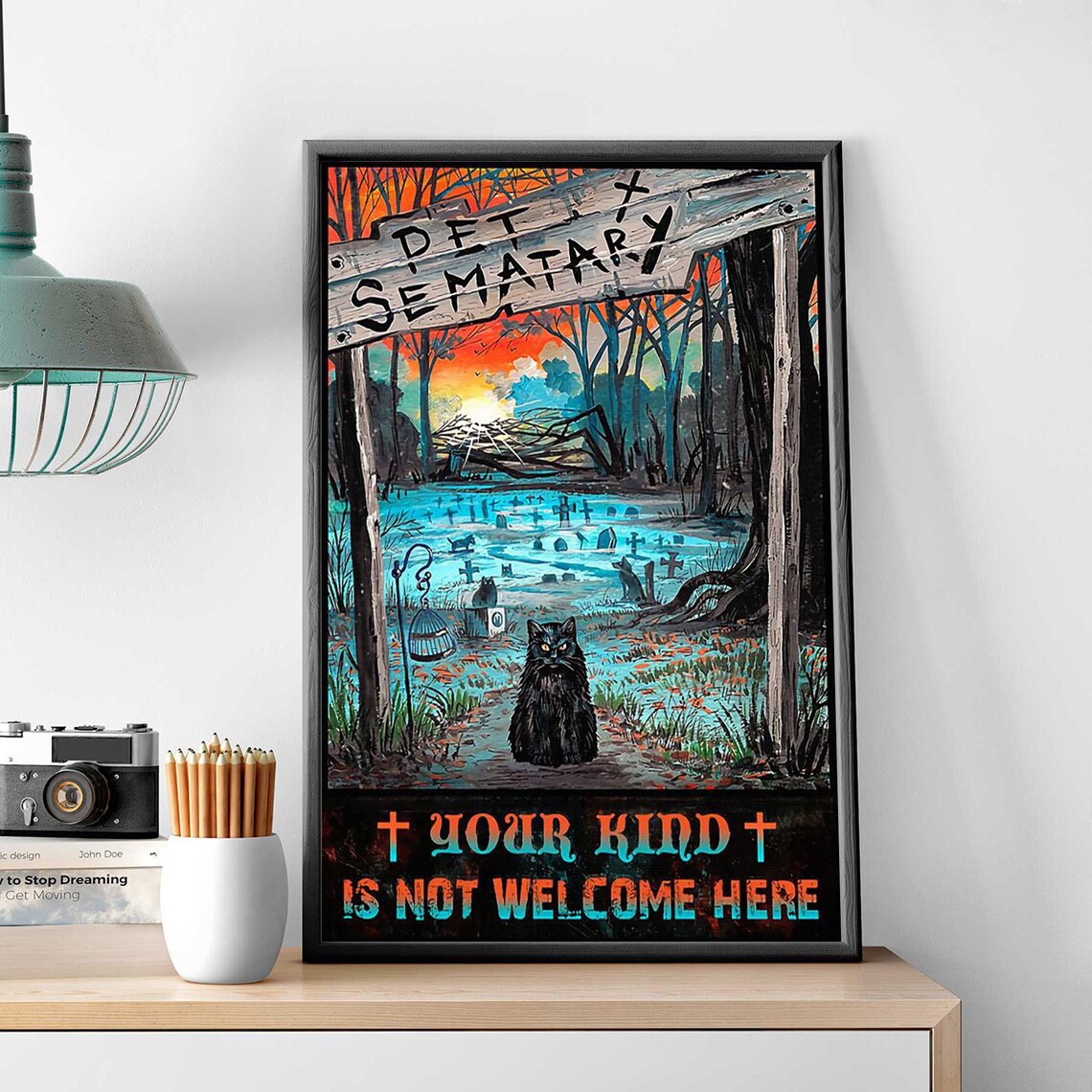 Pet Sematary Black Cat Your Kind Is Not Welcome Here Spooky Poster - Image 3