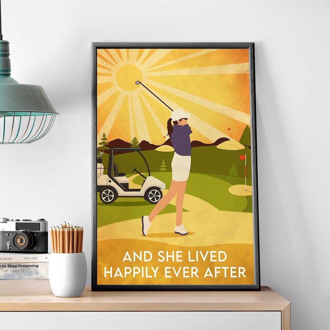 And She Lived Happily Ever After Modern Golfer Sunrise Poster - Image 3
