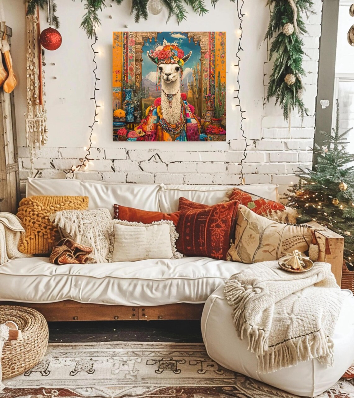 Boho Llama Art Print, Whimsical Animal Decor - Image 3