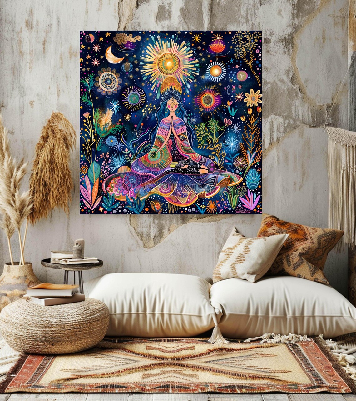 Bohemian Woman Art, Boho Celestial Decor - Image 2