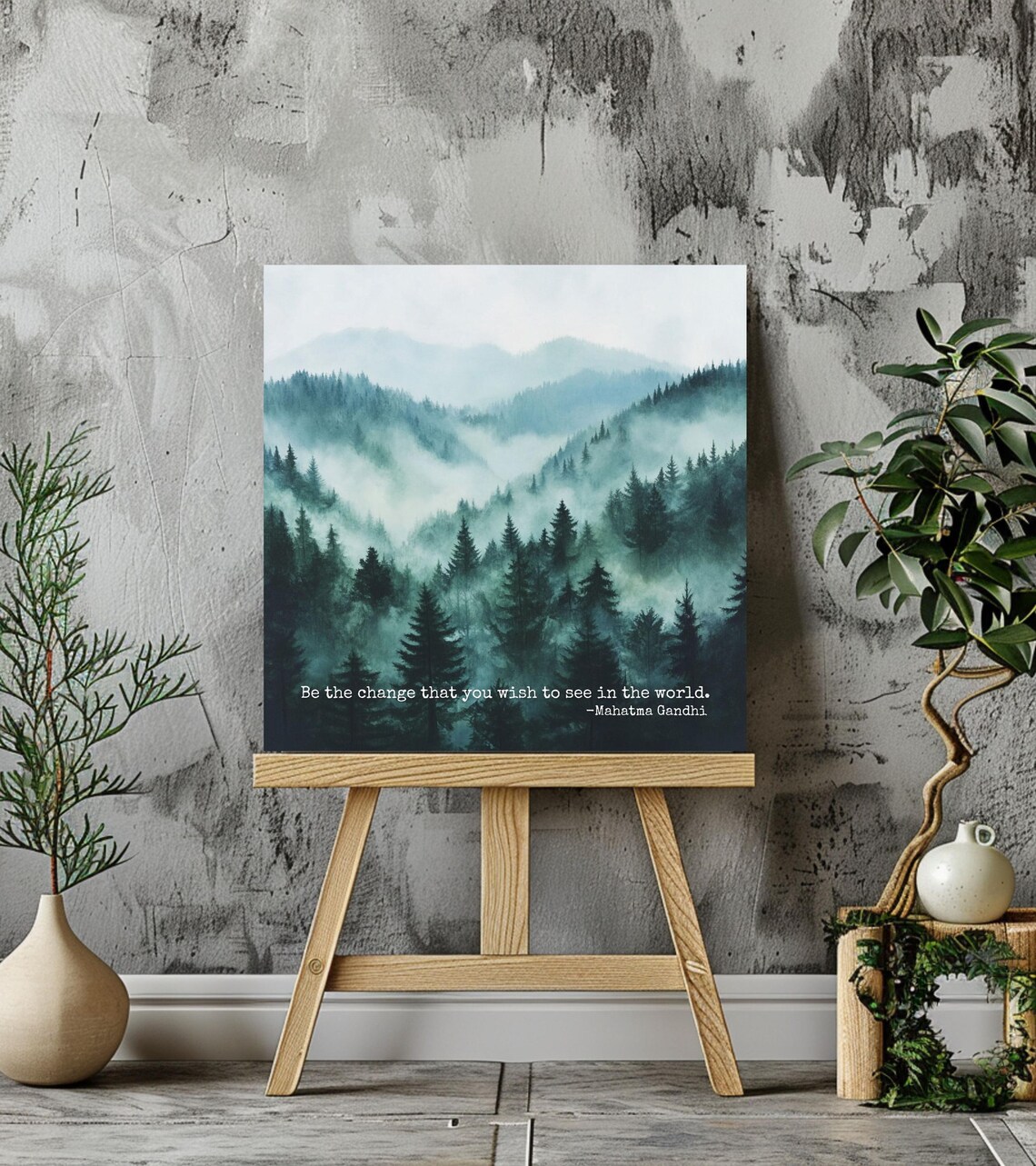 Gandhi Quote Inspirational Misty Forest Art Print - Image 2