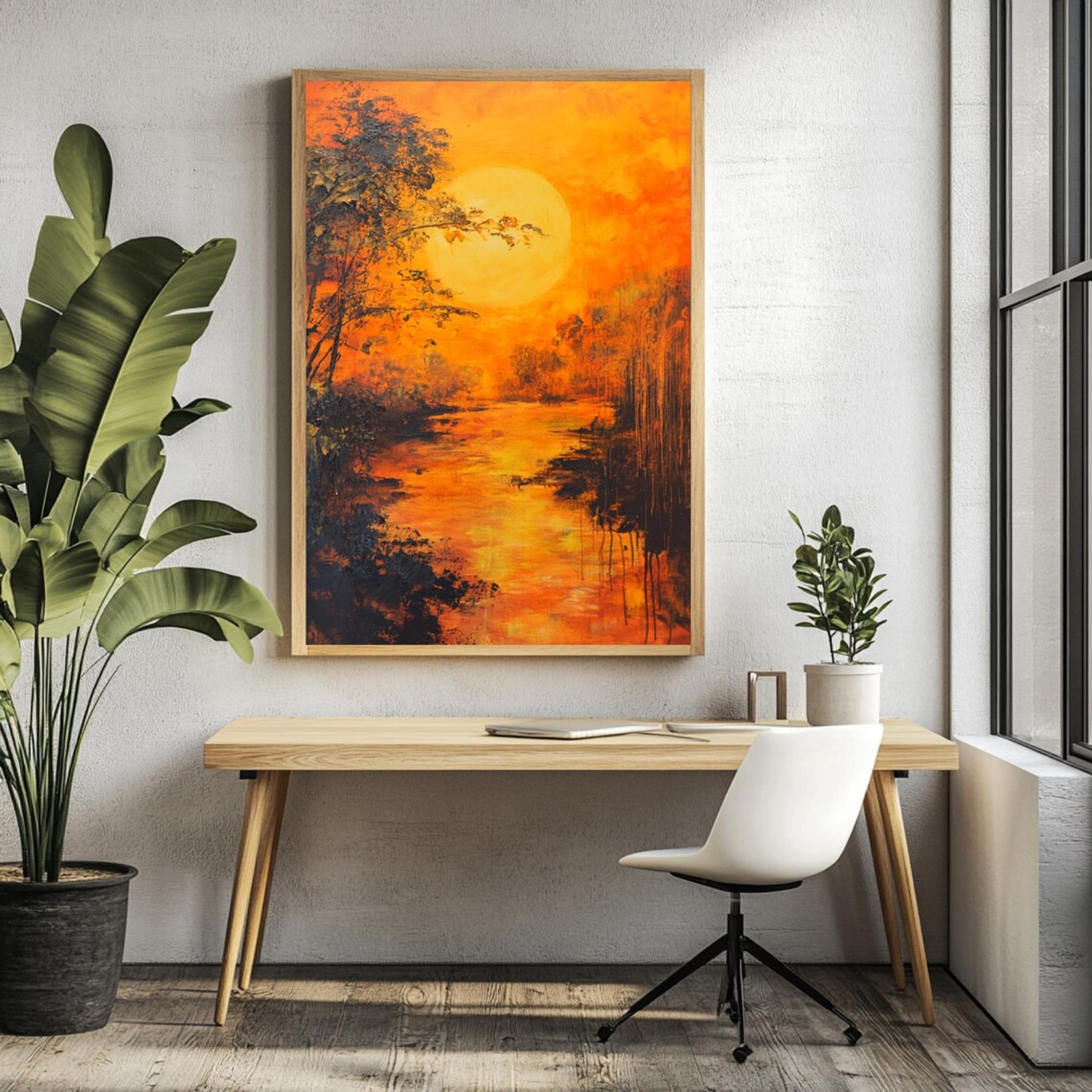 Sunset River Nature Landscape, Golden Hour Accent - Image 3