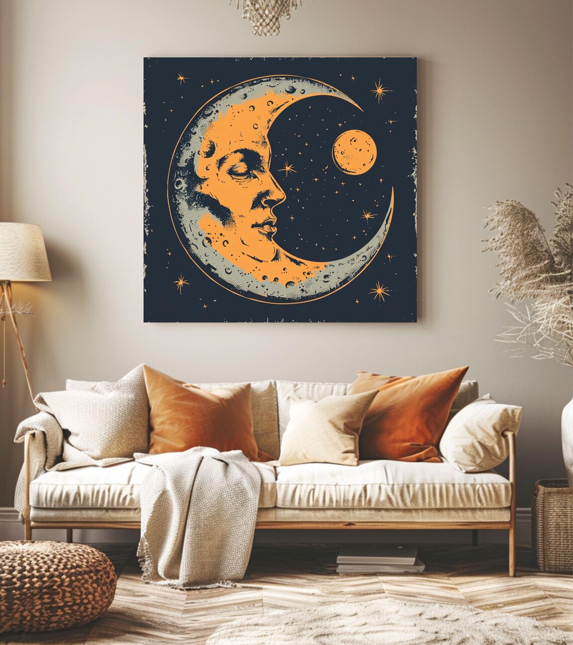 Retro Crescent Moon, Nostalgic Lunar Art - Image 3