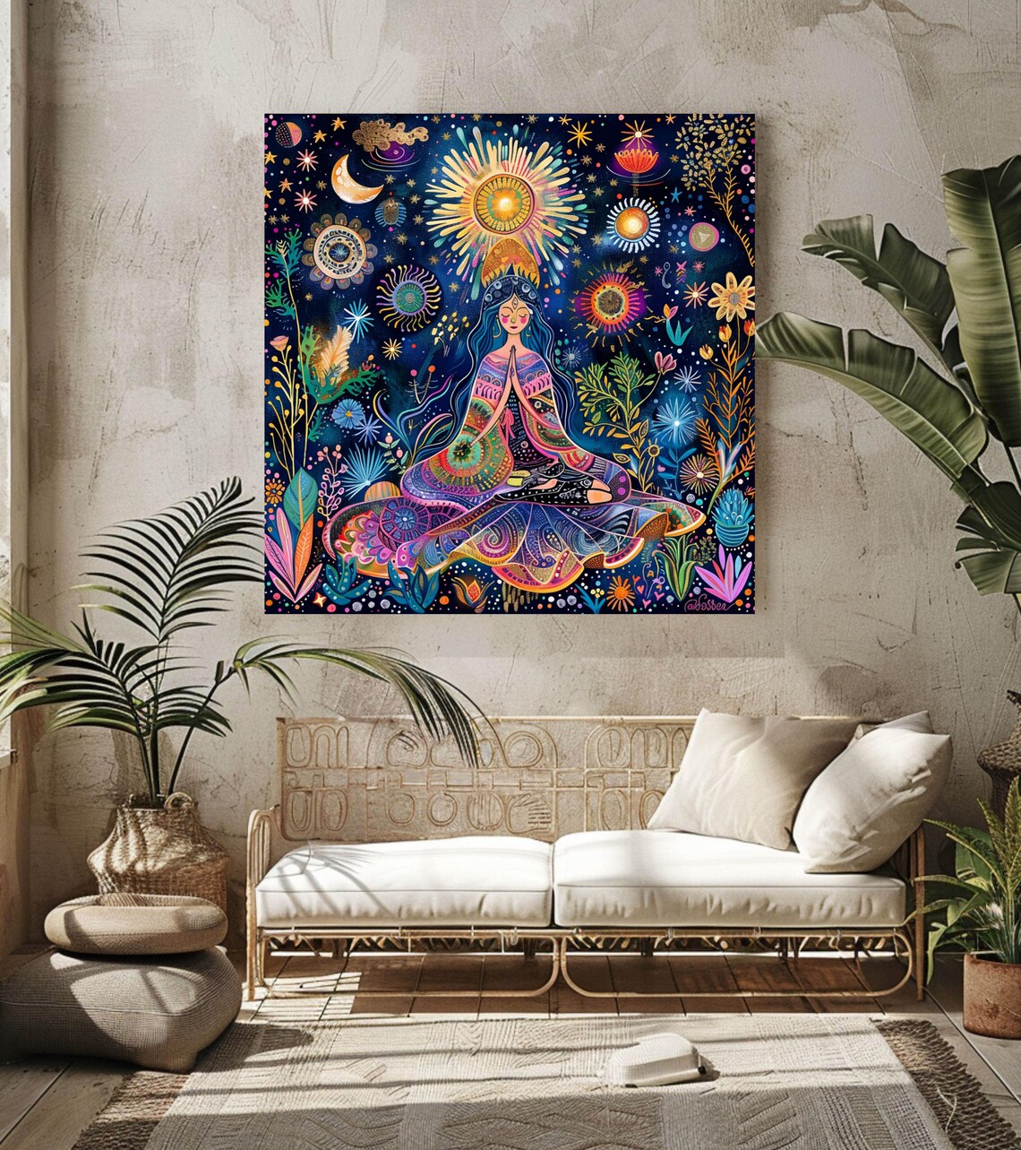 Bohemian Woman Art, Boho Celestial Decor - Image 4