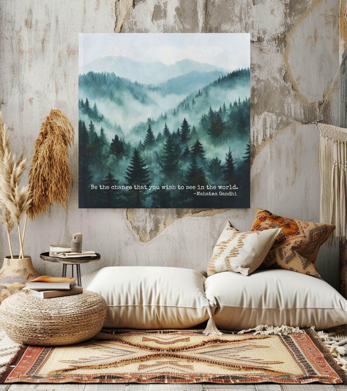 Ghandi Quote Inspirational Misty Forest Art Print - Image 3