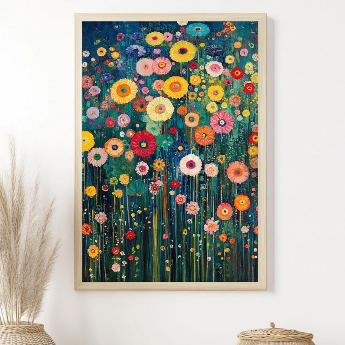 Whimsical Flower Field, Floral Garden Art Print