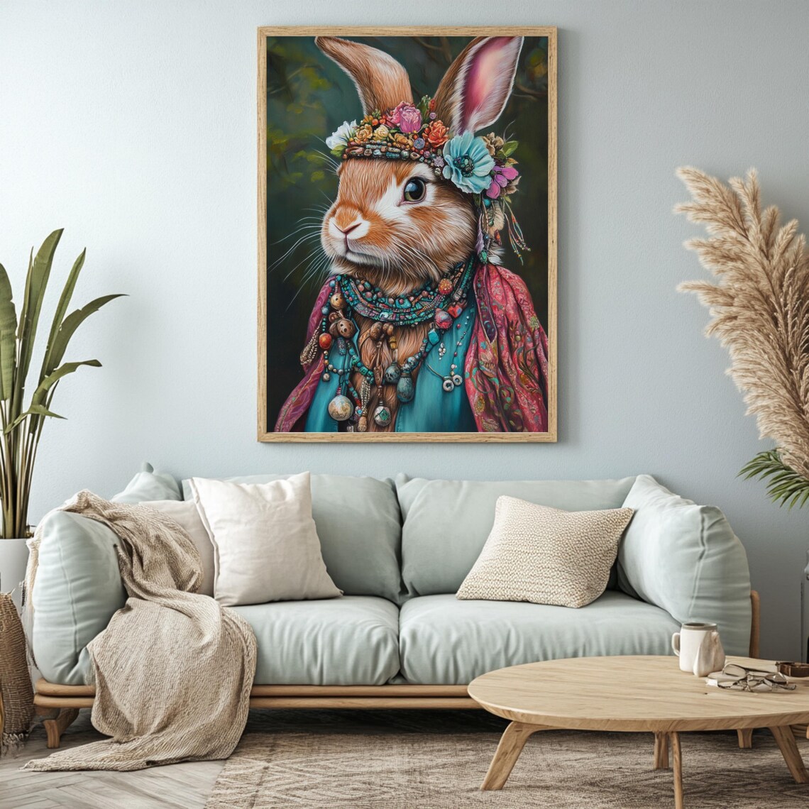 Bohemian Bunny Boho Art Print, Whimsical Decor - Image 2