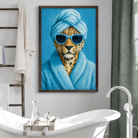 Maximalist Wall Art Funny Cheetah Print Quirky Animal Poster Colorful Artwork For Home Dorm Decor