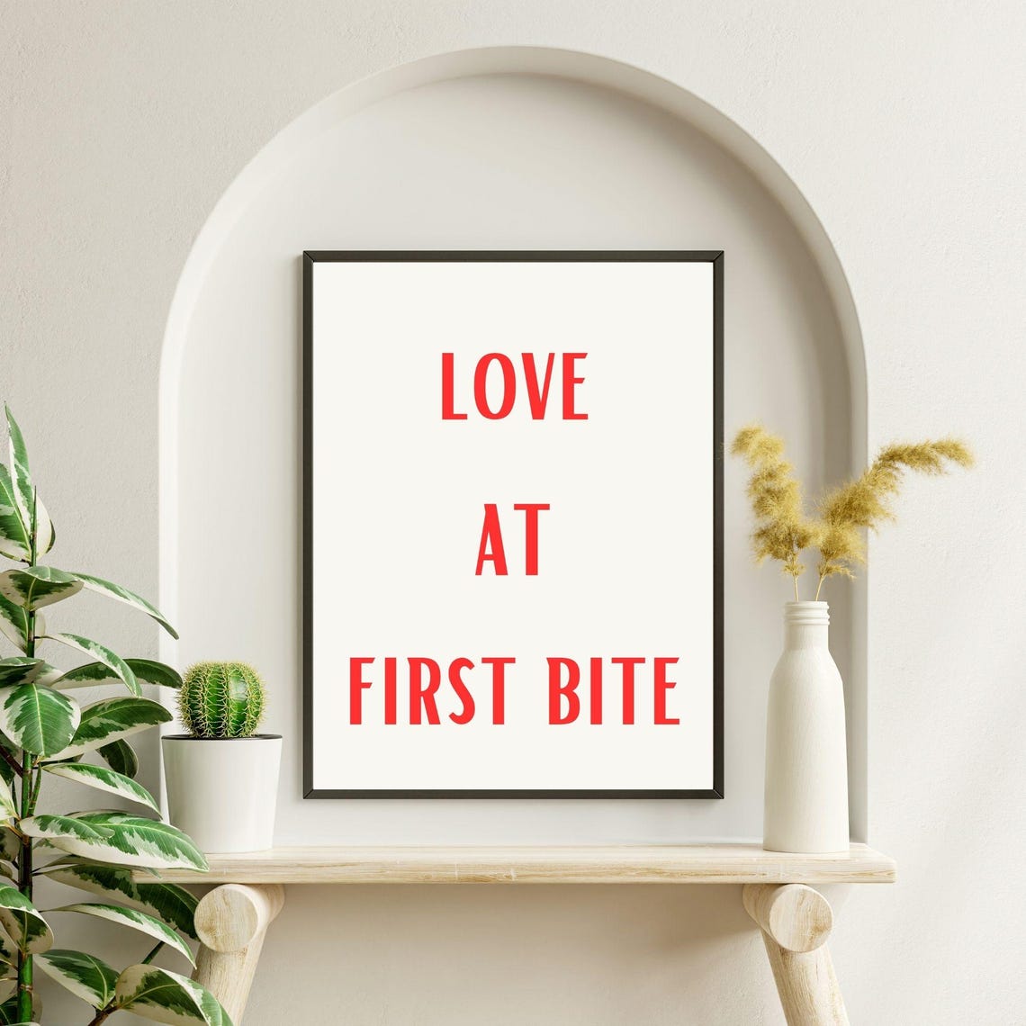 Love At First Bite Fun Kitchen Art Cute Wall Poster Aesthetic Kitchen Decor Minimalist Wall Art Red Lovers Art - Image 4
