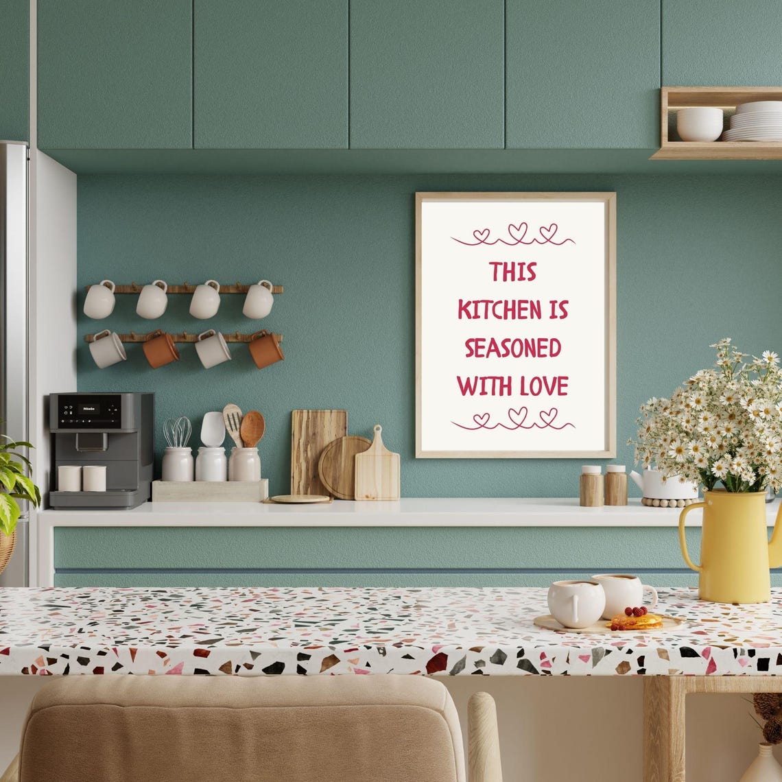 This Kitchen Is Seasoned With Love Fun And Playful Wall Art Kitchen Poster Playful Kitchen Art Cute Kitchen Decor - Image 5