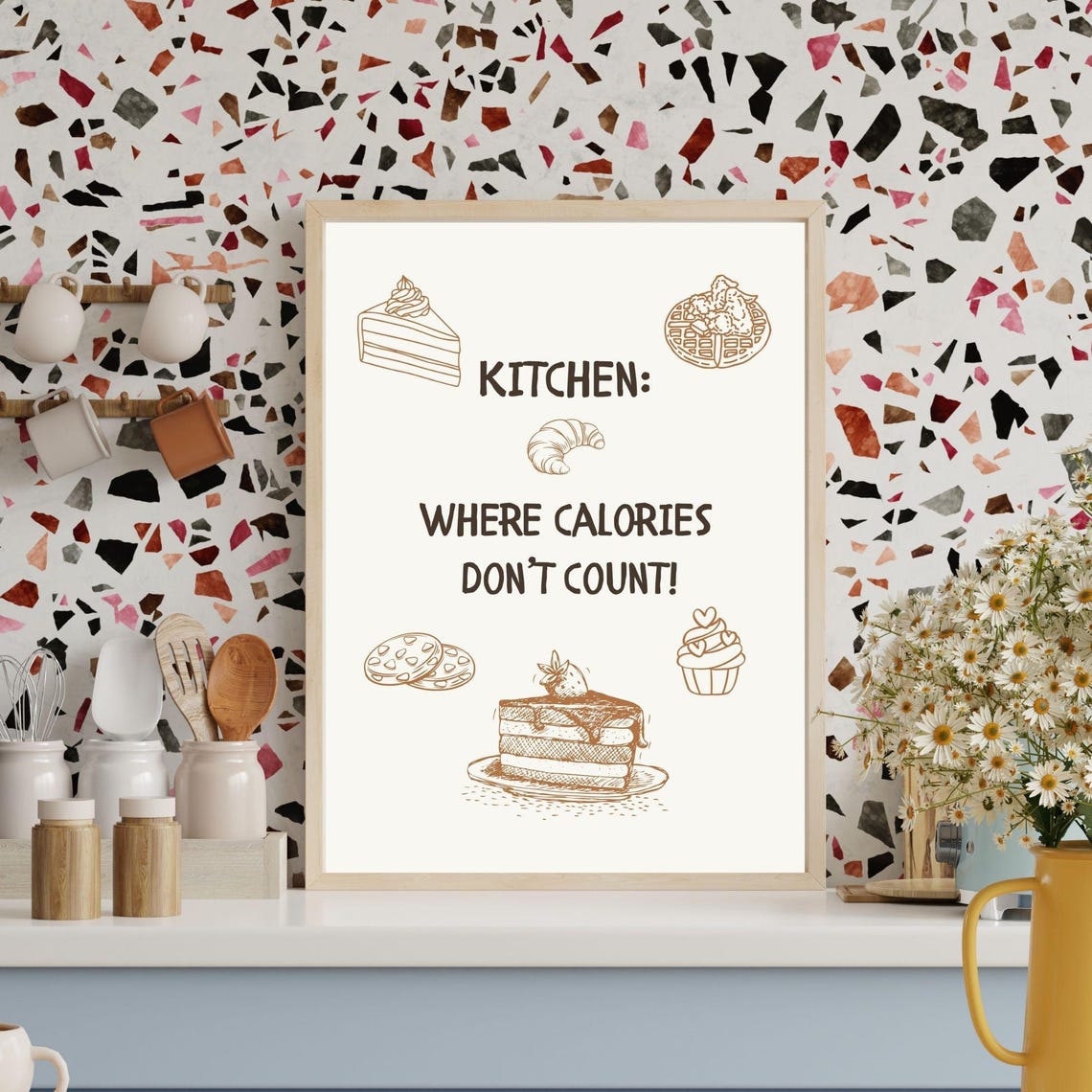 Kitchen Where Calories Dont Count Fun Wall Art Playful Kitchen Poster Cute Wall Decor Minimalist Wall Art - Image 7