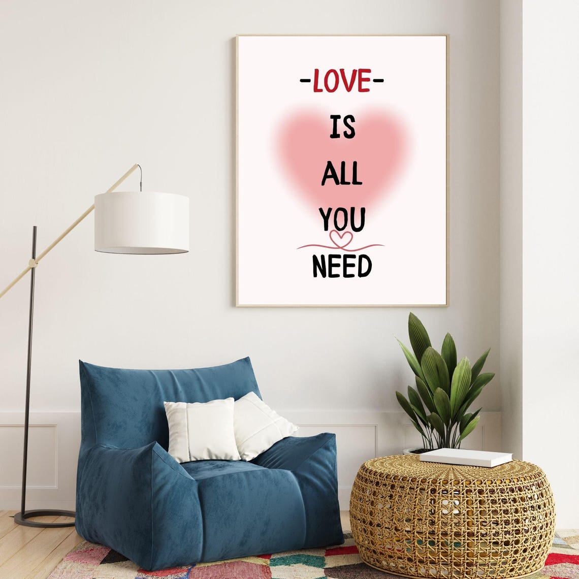Love Is All You Need Red Heart Minimalist Romantic Typography Poster - Image 6