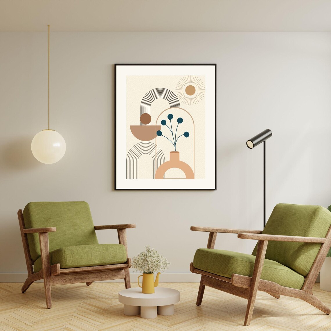 Boho Natural Tones Vase And Shapes, Minimalist Poster - Image 2