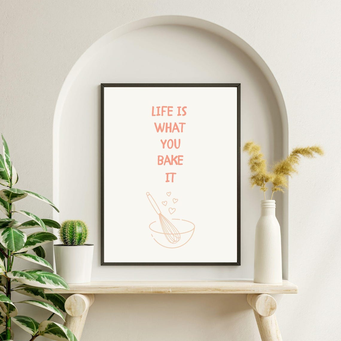 Life Is What You Bake It Playful Kitchen Wall Art Aesthetic Kitchen Poster Cute Minimalist Wall Art Wall Poster - Image 3