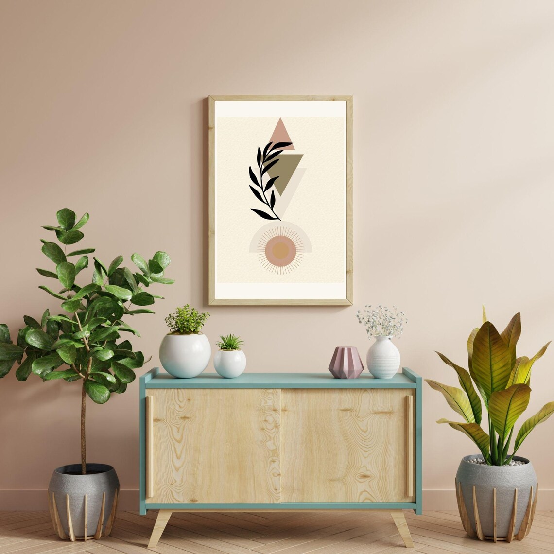 Boho Minimalist Leaf Design, Room Decor Art Print