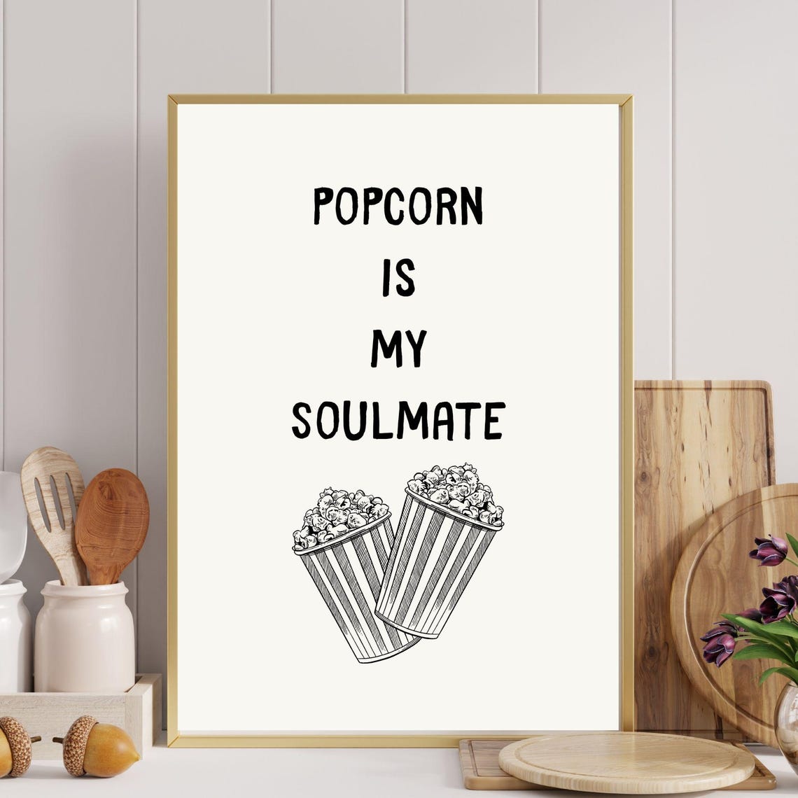 Popcorn Is My Soulmate Fun Kitchen Wall Art Aesthetic Wall Poster Cute Kitchen Decor Minimalist Kitchen Poster - Image 6