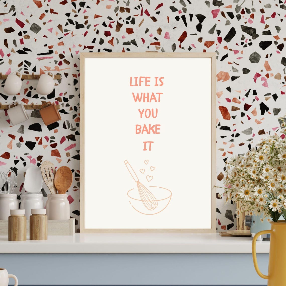 Life Is What You Bake It Playful Kitchen Wall Art Aesthetic Kitchen Poster Cute Minimalist Wall Art Wall Poster - Image 7