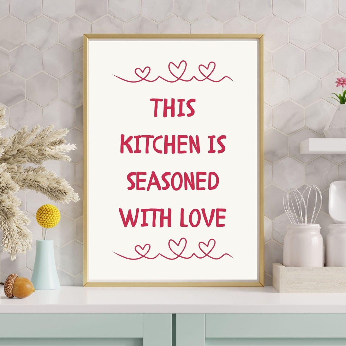 This Kitchen Is Seasoned With Love Fun And Playful Wall Art Kitchen Poster Playful Kitchen Art Cute Kitchen Decor - Image 6