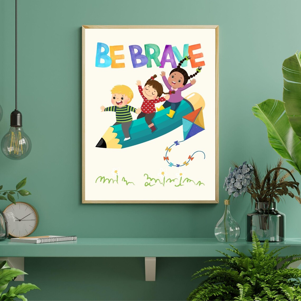 Be Brave Whimsical Inspirational Kids Wall Art - Image 2