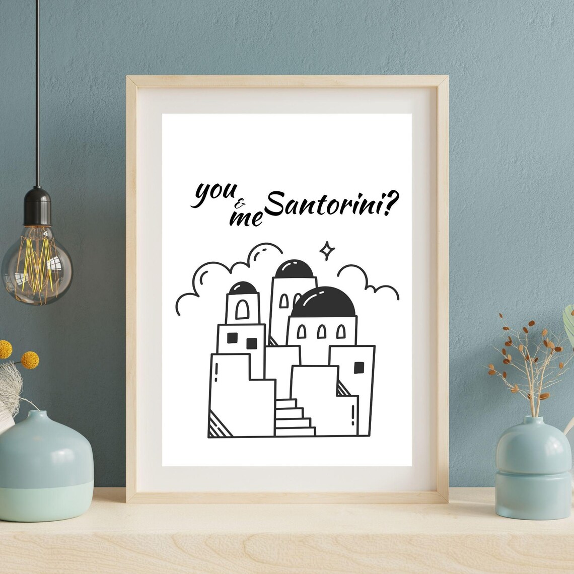 You And Me Santorini Romantic Minimalist Art Print - Image 4