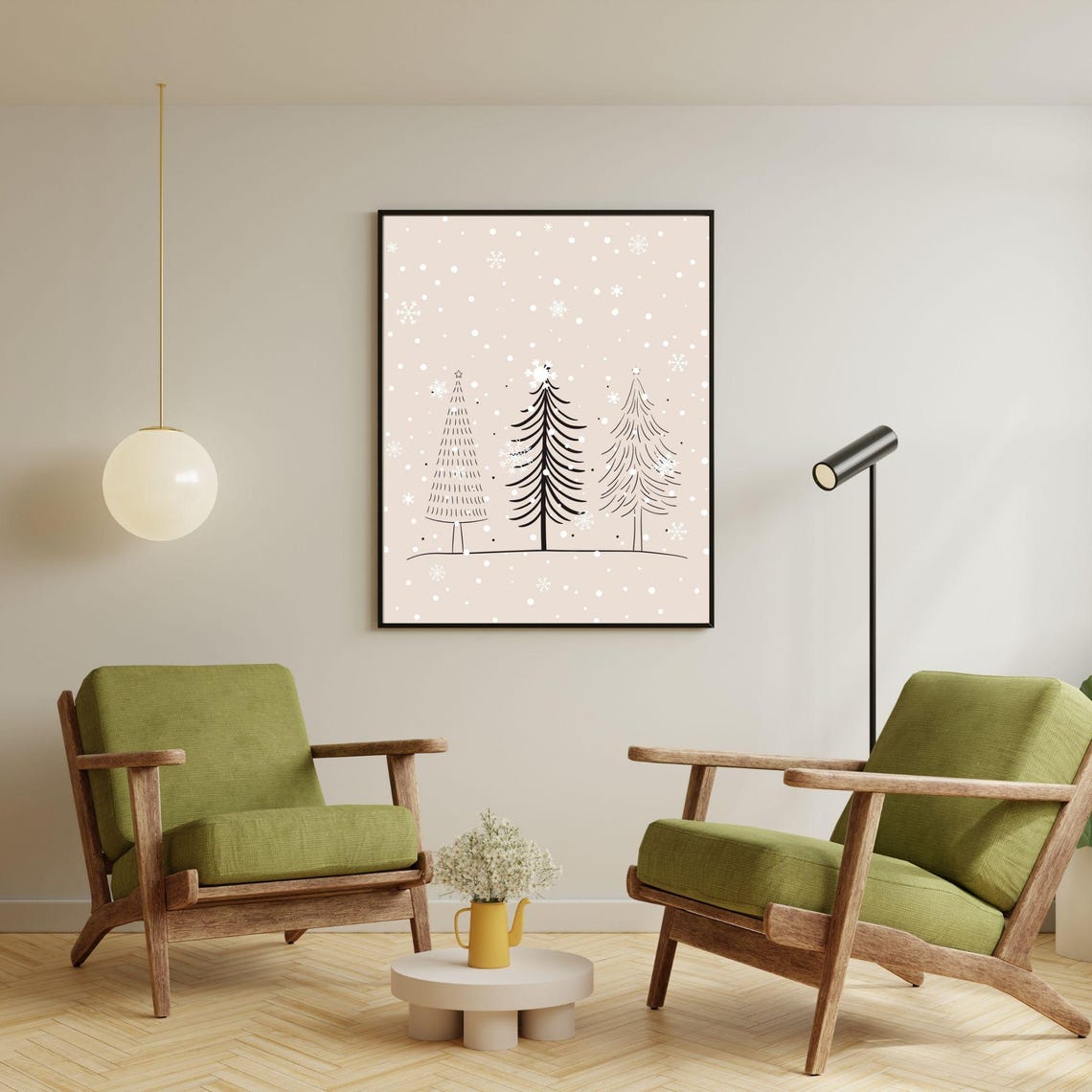 Merry Christmas Snowman Snowy Tree Two Piece Holiday Wall Art Set - Image 6