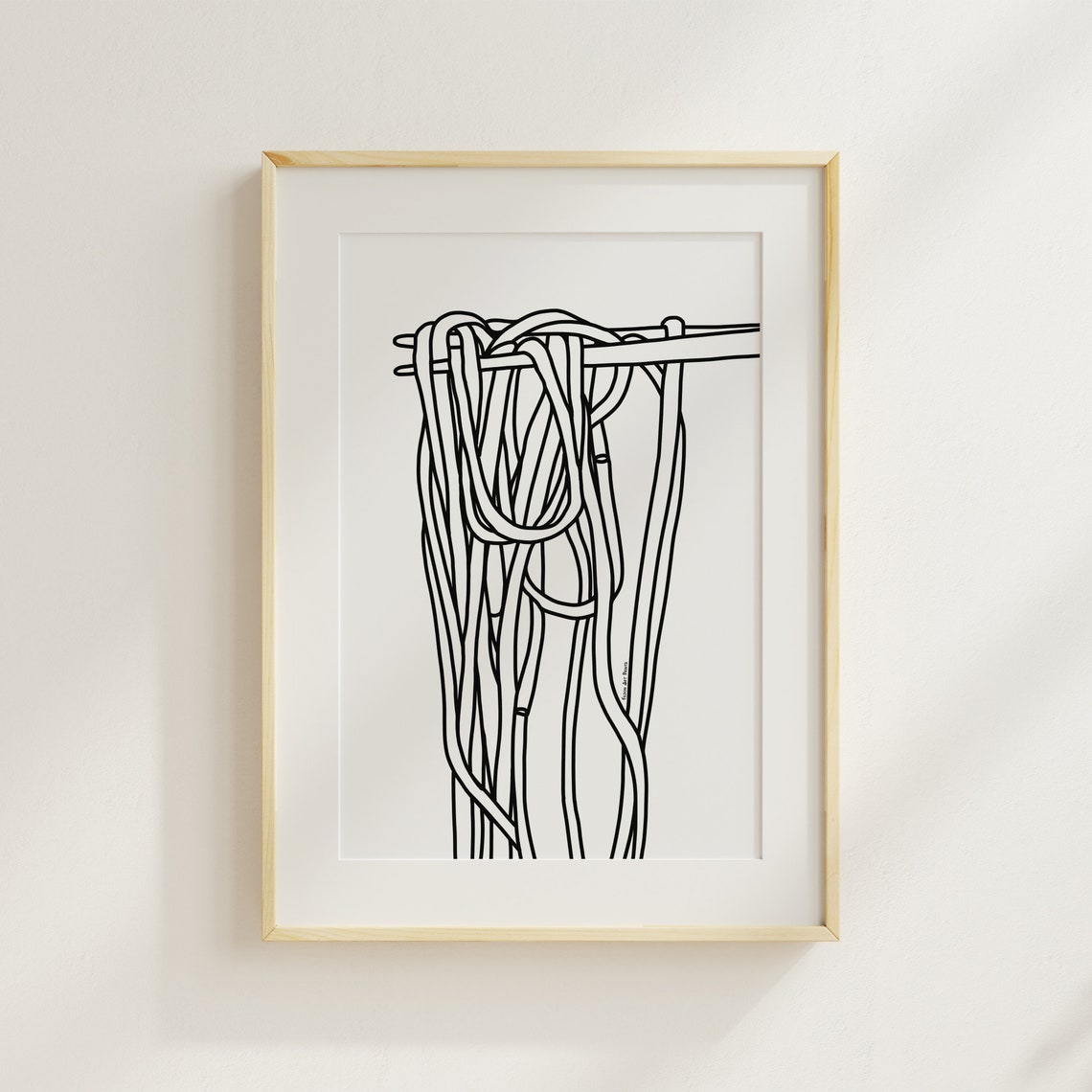 Noodles And Chopsticks Minimal Black Line Drawing Kitchen Poster - Image 3