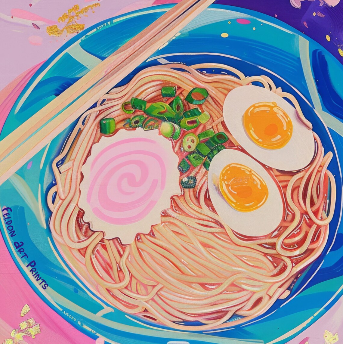 Ramen Made In Japan Colorful Noodle Bowl Food Illustration Poster - Image 2