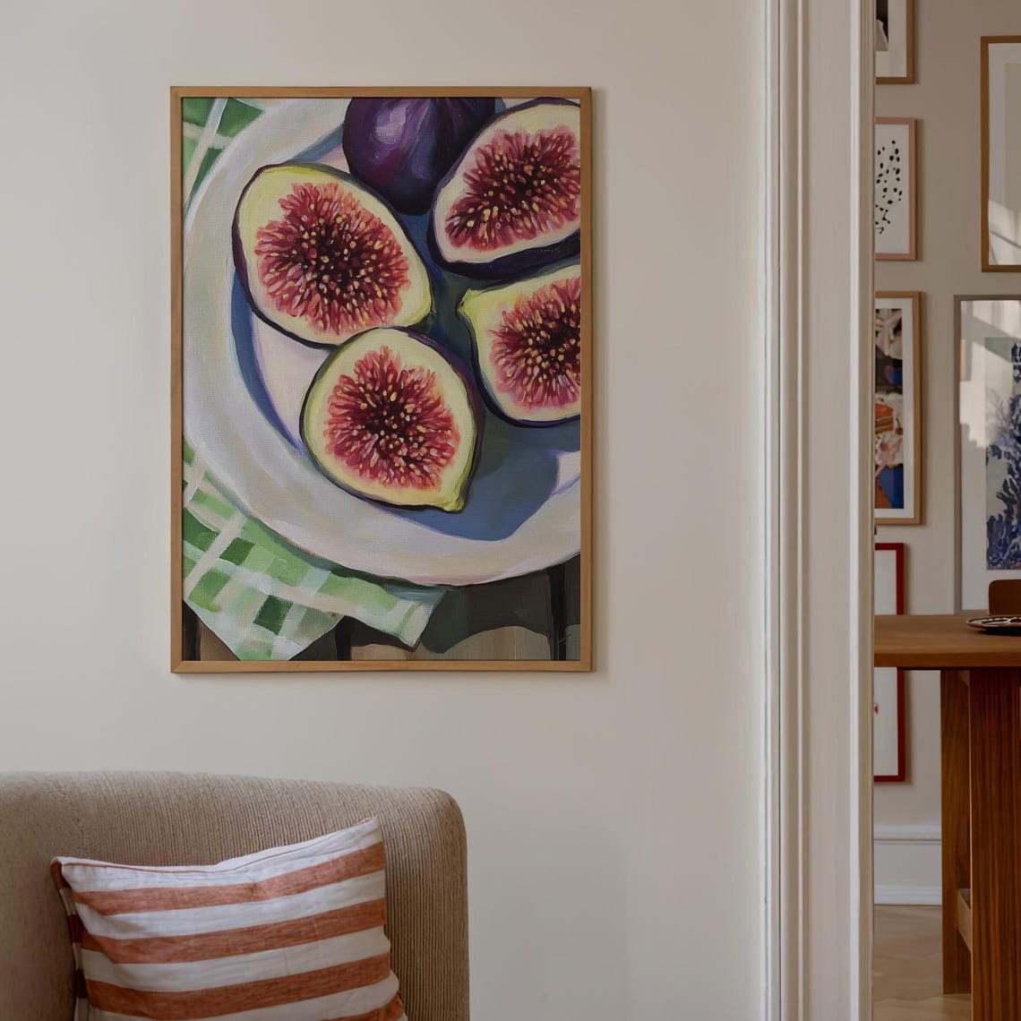 Ripe Figs On White Plate Colorful Fruit Still Life Painting Poster - Image 4