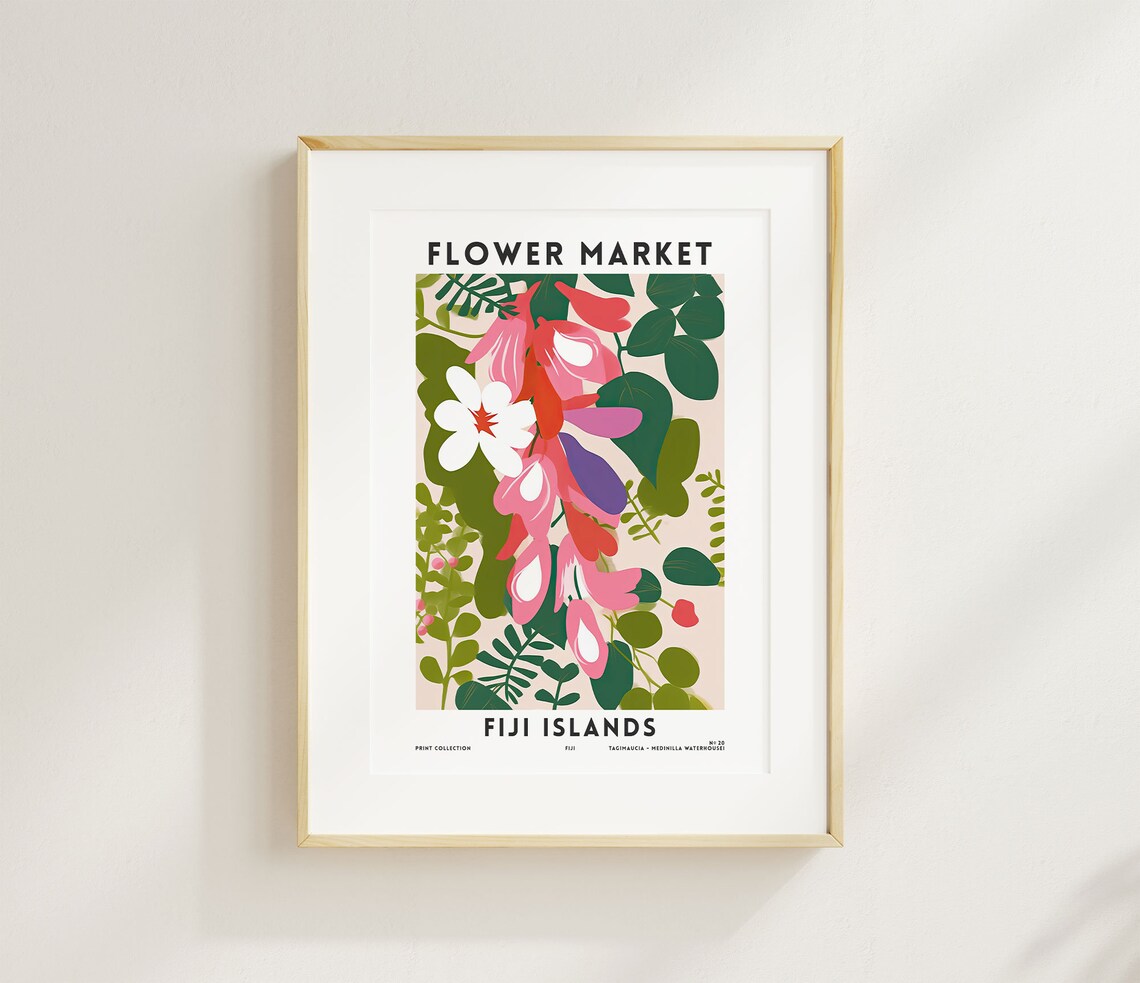 Fiji Flower Market Poster, Tropical Floral Art Print - Image 2