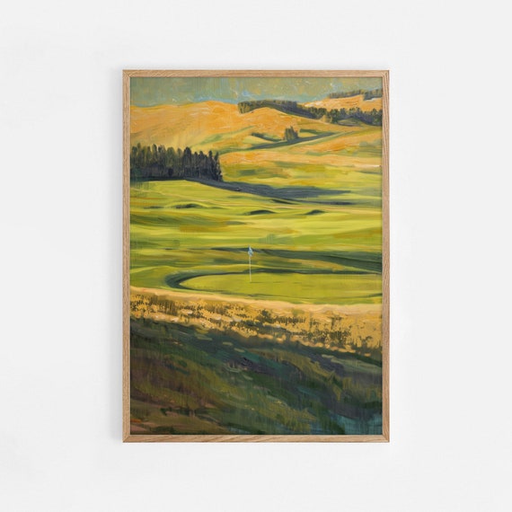 Golf Vintage Painting Landscape Art Print Vintage Golf Course Wall Art Golf Fan Gifts Wall Decor