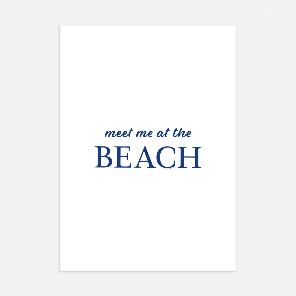 Meet Me At The Beach Navy Script Typography Coastal Art Poster - Image 3