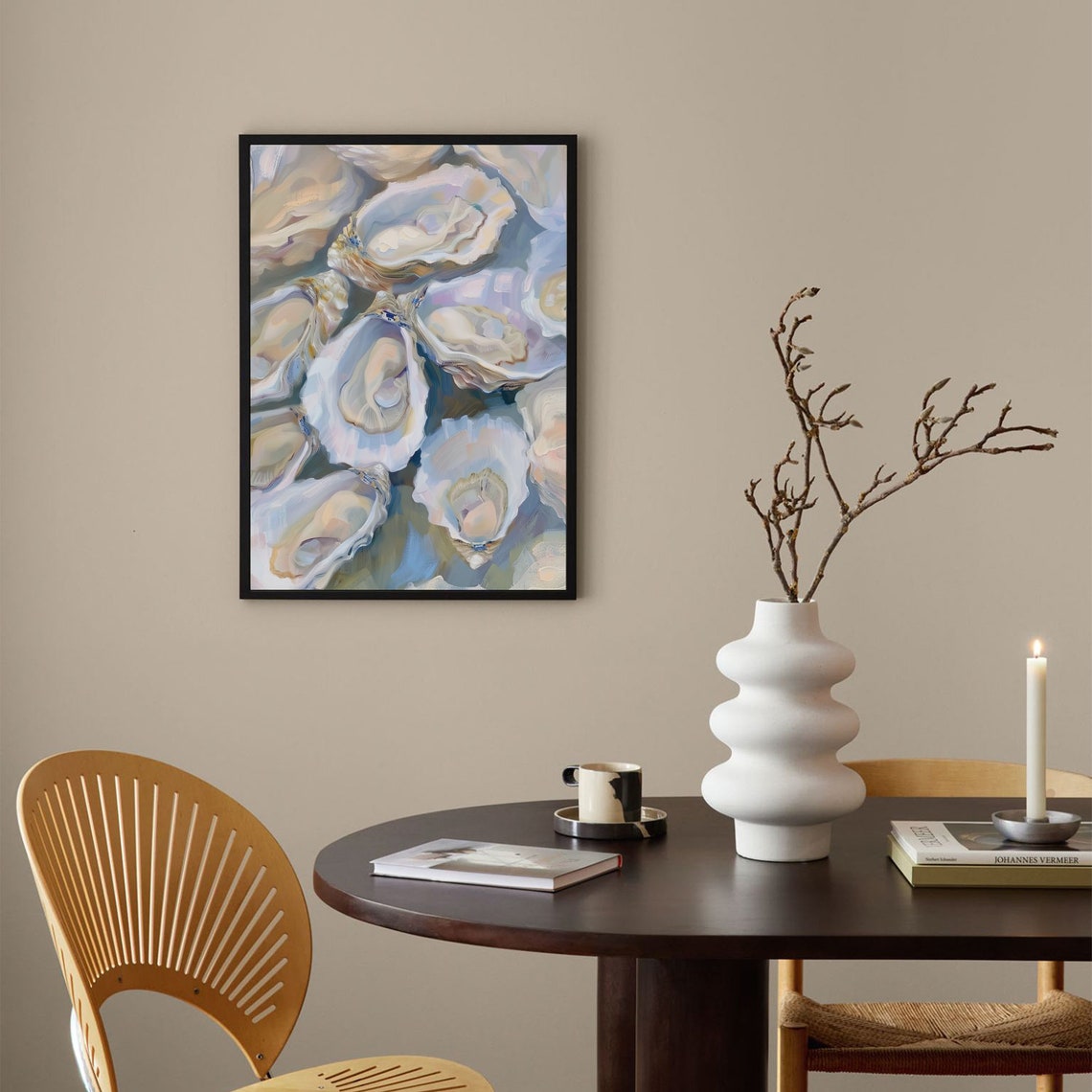 Pastel Oyster Shells Coastal Beachy Abstract Shell Art Poster - Image 4