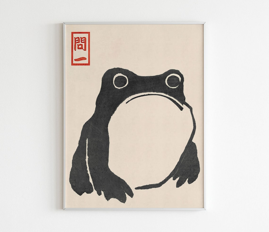 Matsumoto Hoji Frog Face Vintage Japanese Woodblock Art Poster