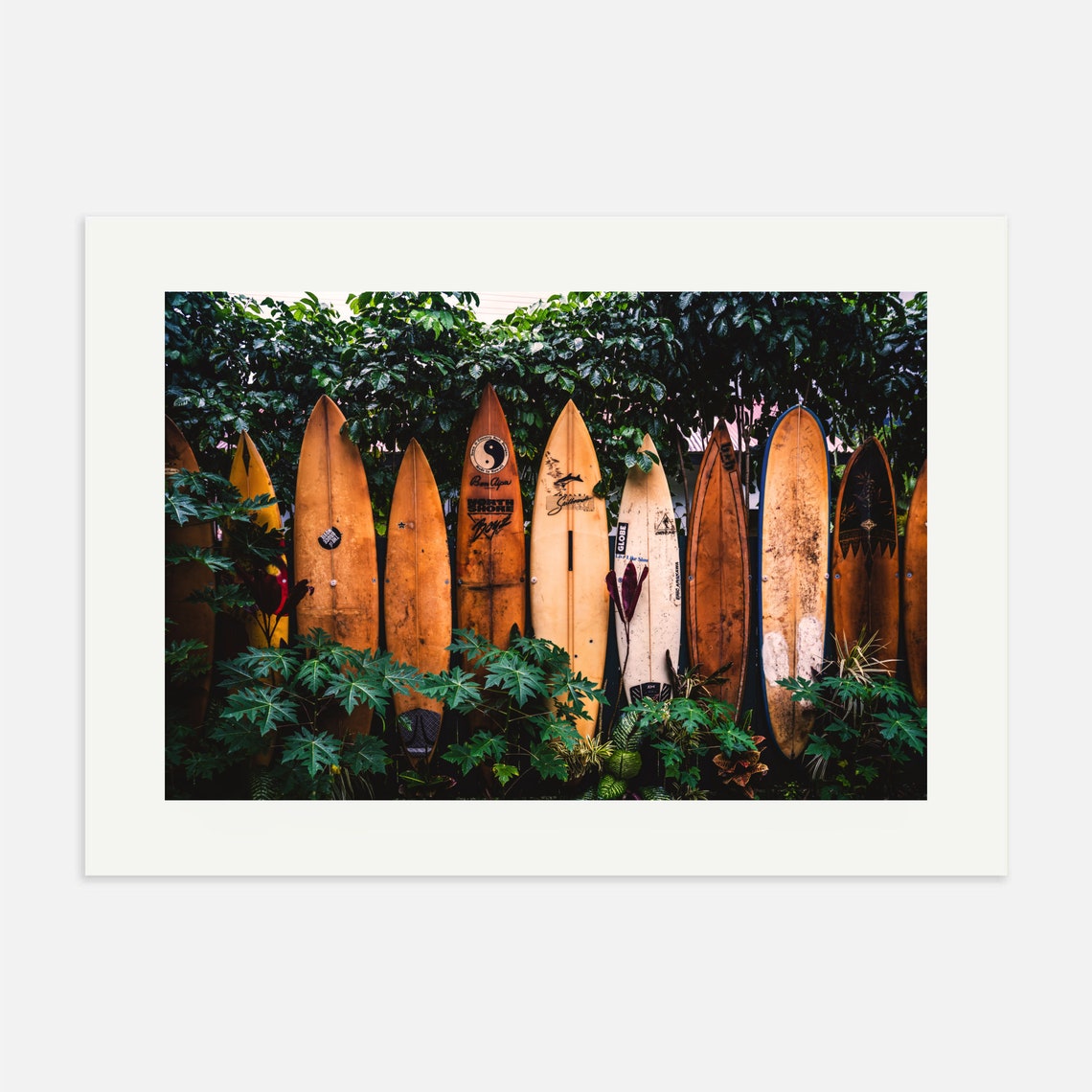 Vintage Surfboards Tropical Greenery Retro Beach Photo Art Poster - Image 3