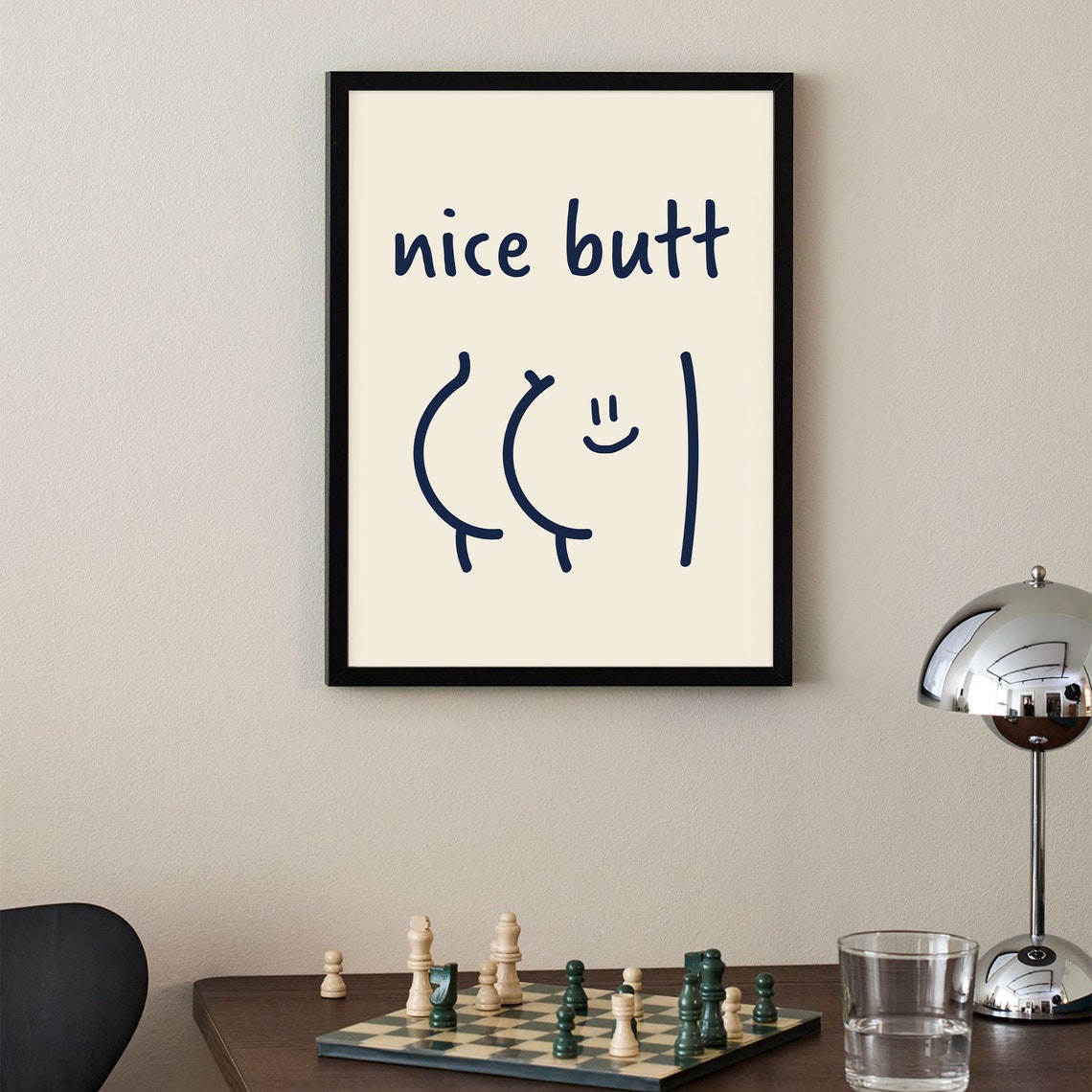 Nice Butt Wall Print Funny Toilet Poster Retro Bathroom Wall Decor Print Prints Large Art - Image 2