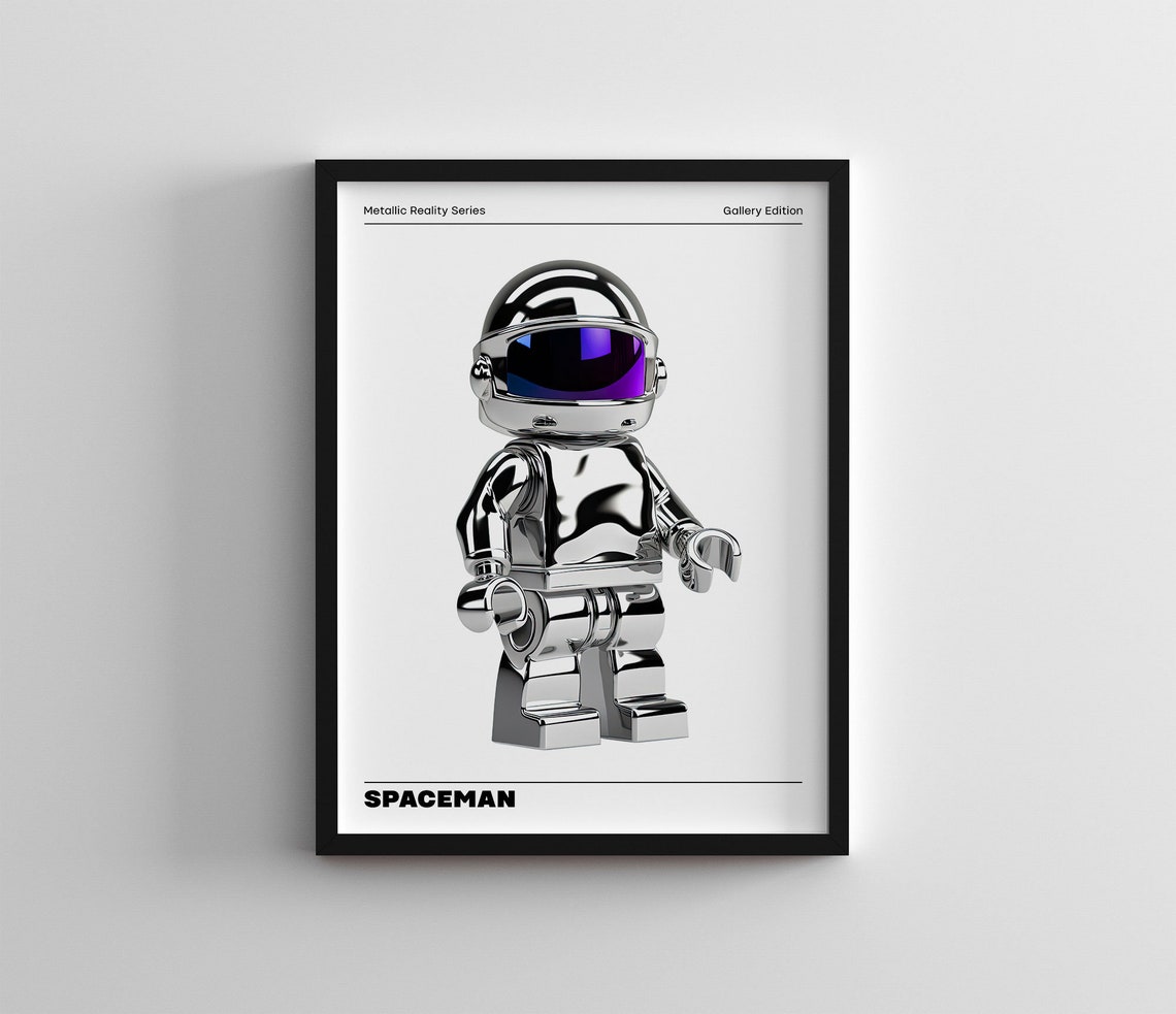 Chrome Metallic Spaceman Astronaut Figure Pop Art Wall Poster - Image 3