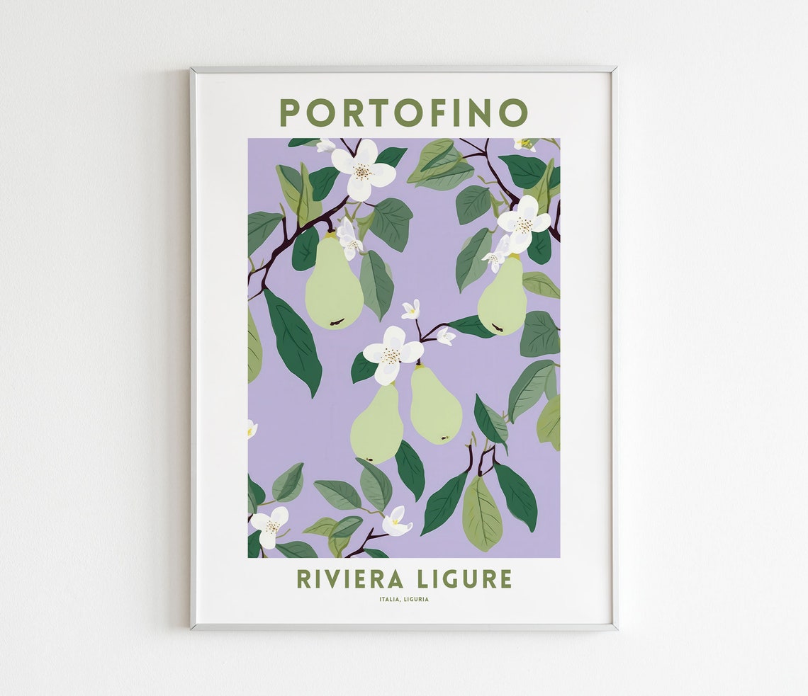 Portofino Riviera Ligure Pear Blossom Branch Italy Travel Poster