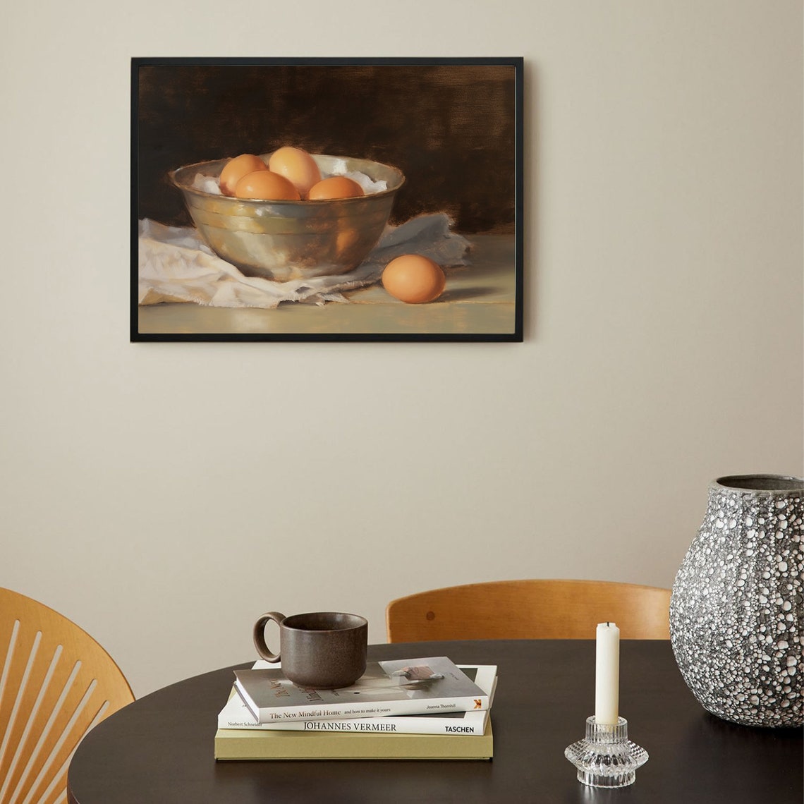 Brown Eggs In Metal Bowl Vintage Dark Kitchen Still Life Poster - Image 4