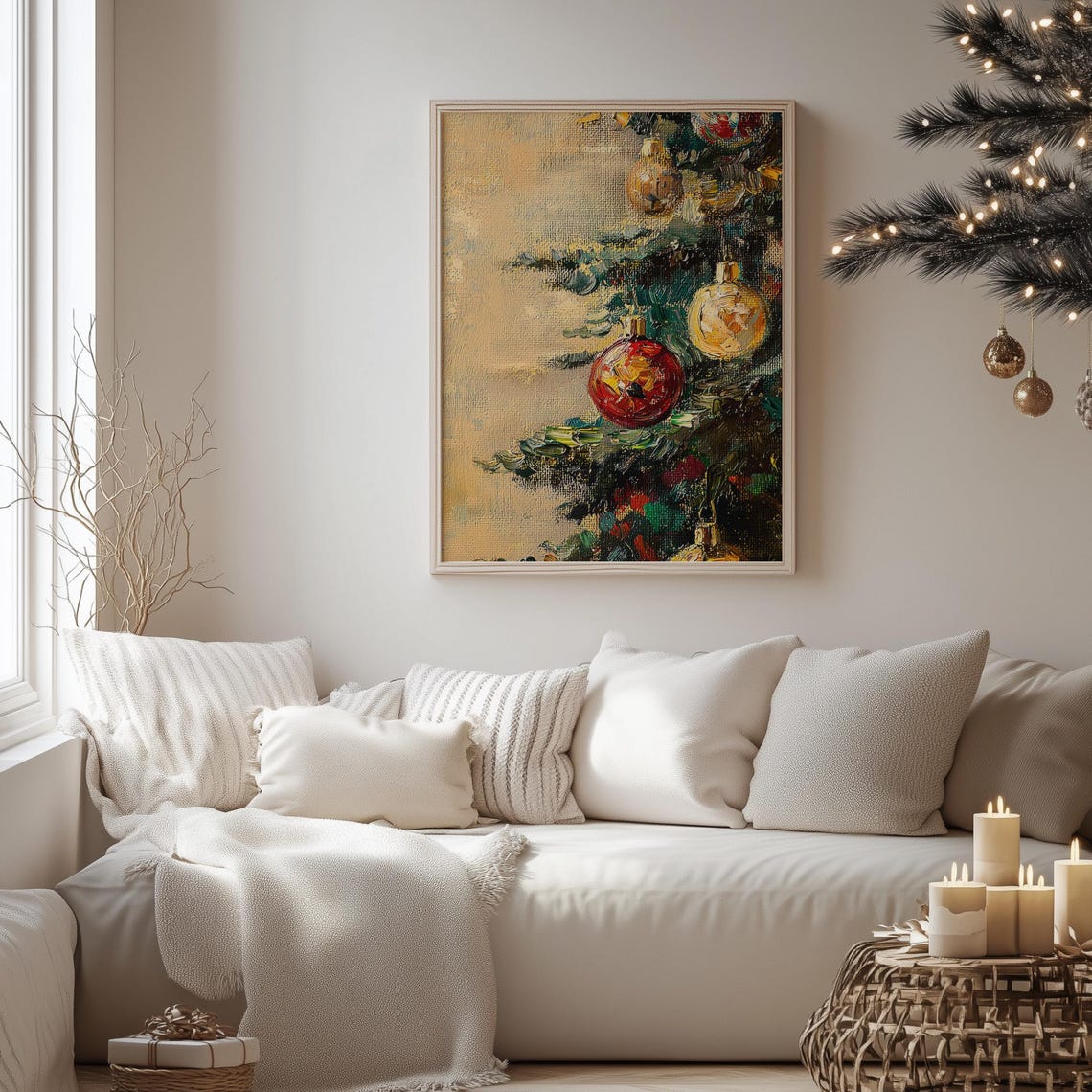 Christmas Bauble Close Up Impasto Oil Painting Ornament Art Poster - Image 4