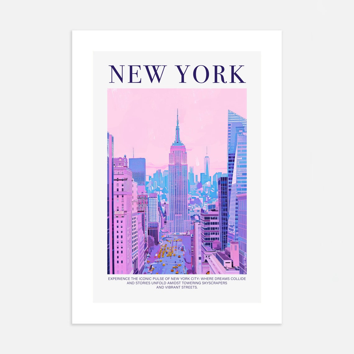 New York City Travel Print Art Pink Green Nyc Travel Exhibition Print Cute Trendy Wall Art Retro New York Skyline Print - Image 3