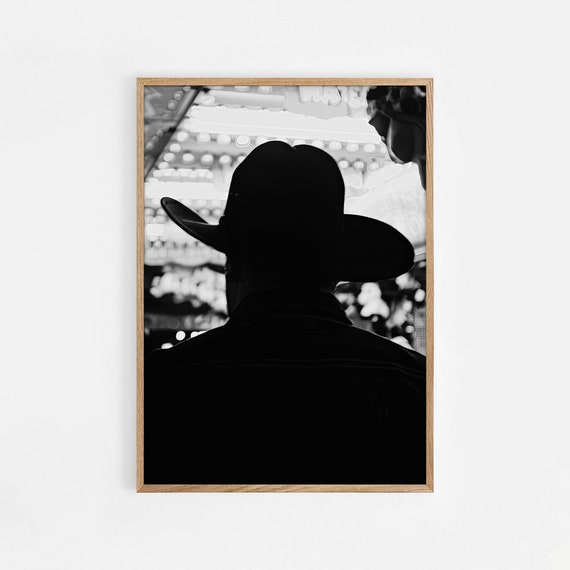 King Of The Rodeo Cowboy Silhouette Art Print Vintage Black White Western Photography Western Cowboy Print Mid Century Decor