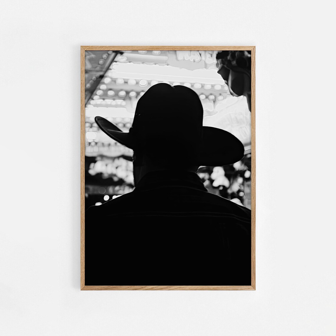 King Of The Rodeo Cowboy Silhouette Art Print Vintage Black White Western Photography Western Cowboy Print Mid Century Decor