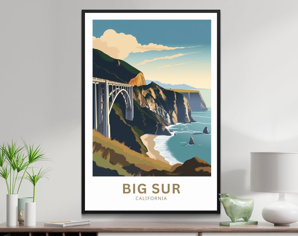 Big Sur Travel Poster, California Landscape Art