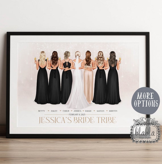 Bridal Party Personalised Gift Gift For Bride Gift For Bride Bridesmaid Gift Bridesmaid Proposal Wedding Print Wedding Gift