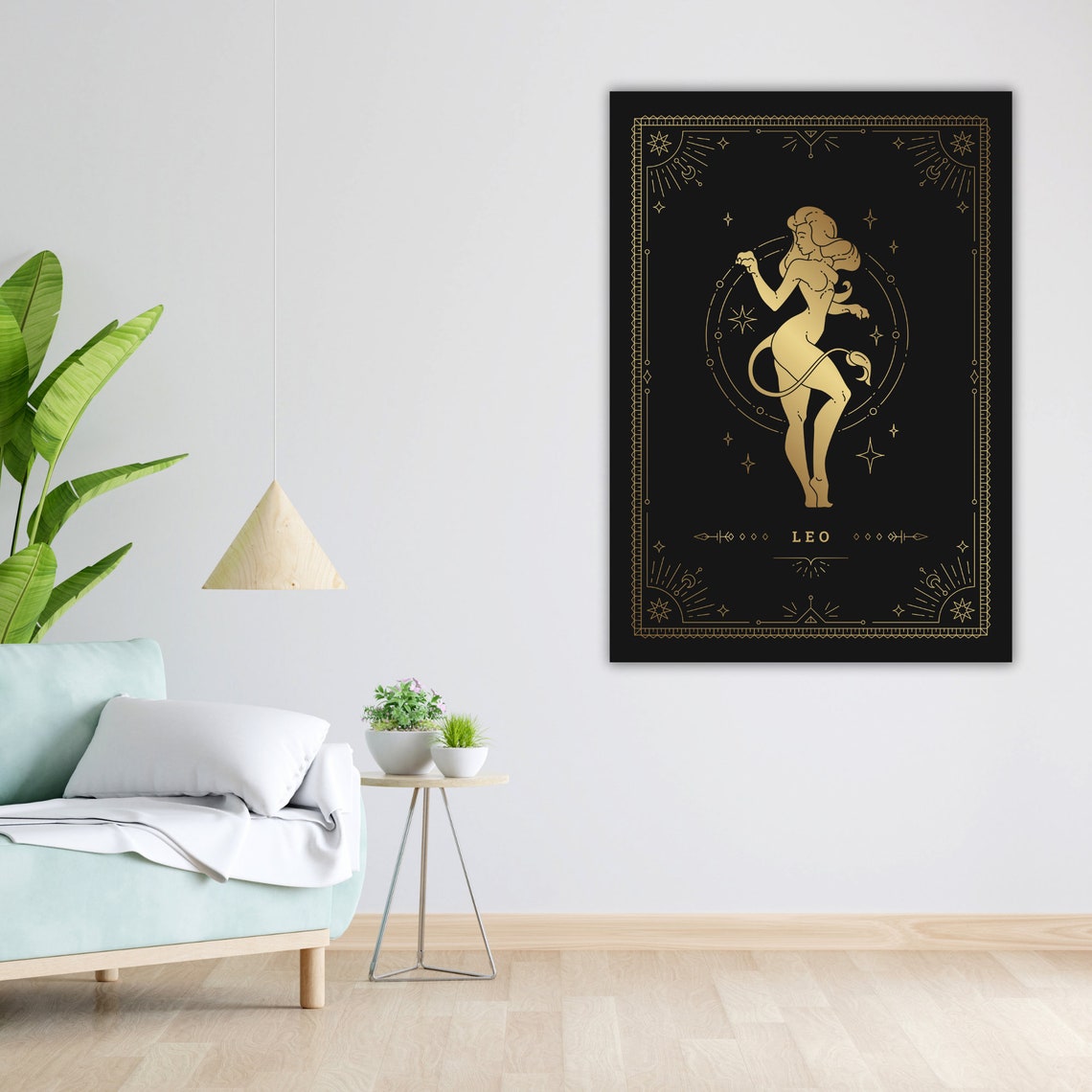 Leo Zodiac Sign Gold Celestial Astrology Star Sign Wall Art Poster - Image 4